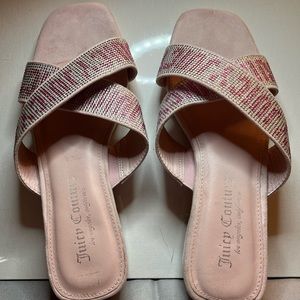 Juicy Couture pink rhinestone slide sandals size 8
